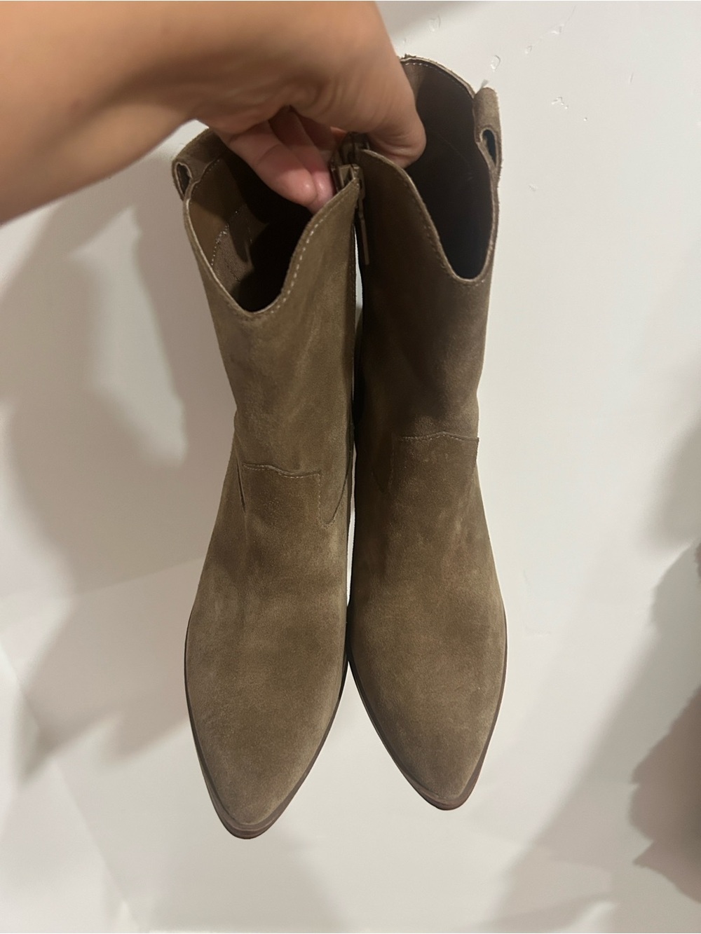 Blondo Taupe Suede Pointed Toe Ankle Boot